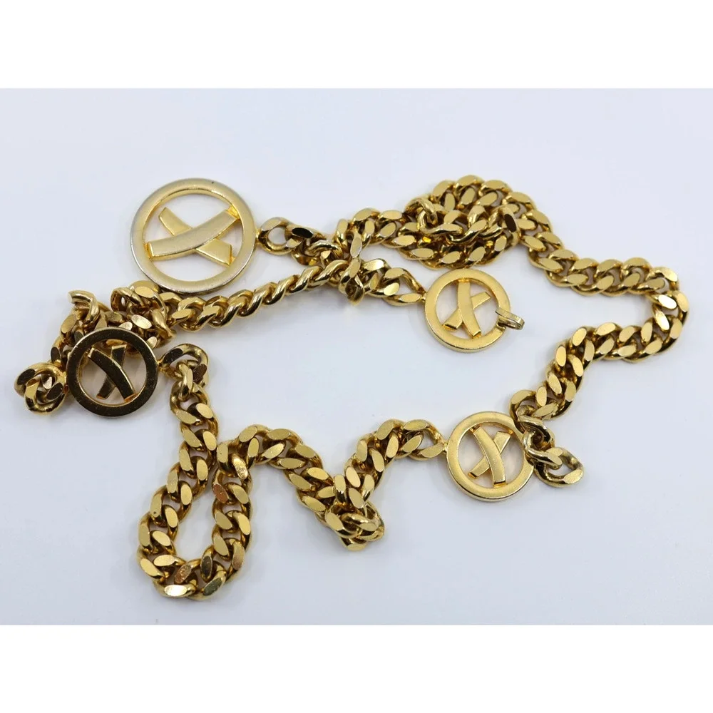 B0 Authentic VINTAGE PALOMA PICASSO Gold-plated Adjustable Heavy Curb Chain Belt